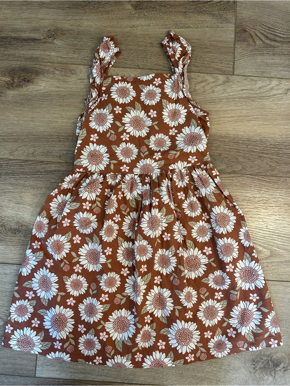 Carter's Rust Sunflower Print Cotton Dress linen cotton blend